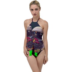 Astronaut Universe Planting Flowers Cosmos Jpg Go with the Flow One Piece Swimsuit