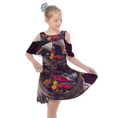 Astronaut Universe Planting Flowers Cosmos Jpg Kids  Shoulder Cutout Chiffon Dress by Pakemis