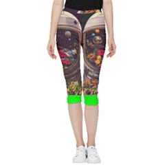 Astronaut Universe Planting Flowers Cosmos Jpg Inside Out Lightweight Velour Capri Leggings 