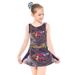 Astronaut Universe Planting Flowers Cosmos Jpg Kids  Skater Dress Swimsuit