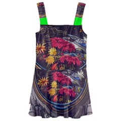 Astronaut Universe Planting Flowers Cosmos Jpg Kids  Layered Skirt Swimsuit