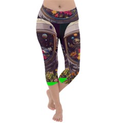 Astronaut Universe Planting Flowers Cosmos Jpg Lightweight Velour Capri Yoga Leggings