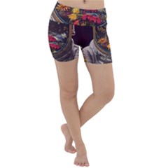 Astronaut Universe Planting Flowers Cosmos Jpg Lightweight Velour Yoga Shorts