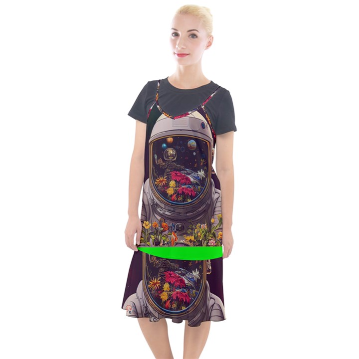 Astronaut Universe Planting Flowers Cosmos Jpg Camis Fishtail Dress