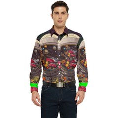 Astronaut Universe Planting Flowers Cosmos Jpg Men s Long Sleeve Pocket Shirt 