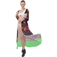 Astronaut Universe Planting Flowers Cosmos Jpg Maxi Chiffon Beach Wrap