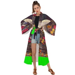 Astronaut Universe Planting Flowers Cosmos Jpg Maxi Kimono