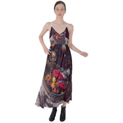 Astronaut Universe Planting Flowers Cosmos Jpg Tie Back Maxi Dress