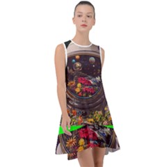 Astronaut Universe Planting Flowers Cosmos Jpg Frill Swing Dress