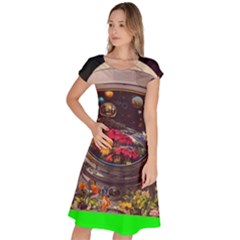 Astronaut Universe Planting Flowers Cosmos Jpg Classic Short Sleeve Dress