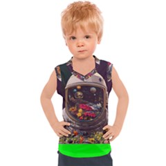 Astronaut Universe Planting Flowers Cosmos Jpg Kids  Sport Tank Top