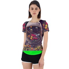 Astronaut Universe Planting Flowers Cosmos Jpg Back Cut Out Sport Tee