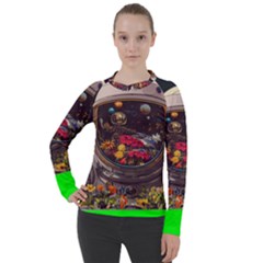 Astronaut Universe Planting Flowers Cosmos Jpg Women s Pique Long Sleeve Tee