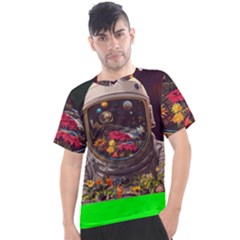 Astronaut Universe Planting Flowers Cosmos Jpg Men s Sport Top