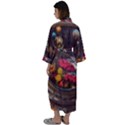 Astronaut Universe Planting Flowers Cosmos Jpg Maxi Satin Kimono View2