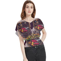 Astronaut Universe Planting Flowers Cosmos Jpg Butterfly Chiffon Blouse