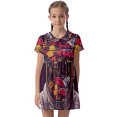 Astronaut Universe Planting Flowers Cosmos Jpg Kids  Asymmetric Collar Dress