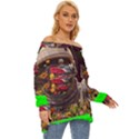 Astronaut Universe Planting Flowers Cosmos Jpg Off Shoulder Chiffon Pocket Shirt View3