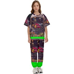 Astronaut Universe Planting Flowers Cosmos Jpg Kids  Tee and Pants Sports Set