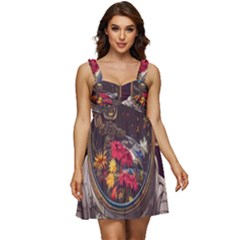 Astronaut Universe Planting Flowers Cosmos Jpg Ruffle Strap Babydoll Chiffon Dress