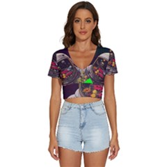 Astronaut Universe Planting Flowers Cosmos Jpg V-Neck Crop Top