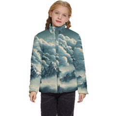 Mountains Alps Nature Clouds Sky Fresh Air Kids  Puffer Bubble Jacket Coat by Pakemis