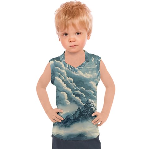 Mountains Alps Nature Clouds Sky Fresh Air Kids  Sport Tank Top by Pakemis