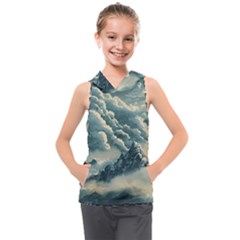 Mountains Alps Nature Clouds Sky Fresh Air Kids  Sleeveless Hoodie by Pakemis