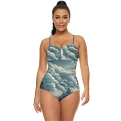 Mountains Alps Nature Clouds Sky Fresh Air Retro Full Coverage Swimsuit by Pakemis