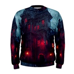 Haunted House Halloween Cemetery Moonlight Men s Sweatshirt by Pakemis