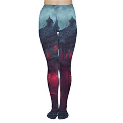 Haunted House Halloween Cemetery Moonlight Tights by Pakemis