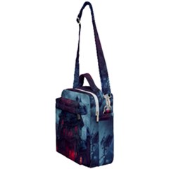 Haunted House Halloween Cemetery Moonlight Crossbody Day Bag by Pakemis