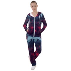 Haunted House Halloween Cemetery Moonlight Women s Tracksuit by Pakemis