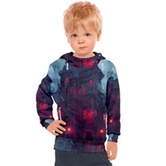 Haunted House Halloween Cemetery Moonlight Kids  Hooded Pullover by Pakemis