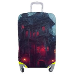 Haunted House Halloween Cemetery Moonlight Luggage Cover (medium) by Pakemis