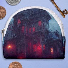 Haunted House Halloween Cemetery Moonlight Horseshoe Style Canvas Pouch by Pakemis