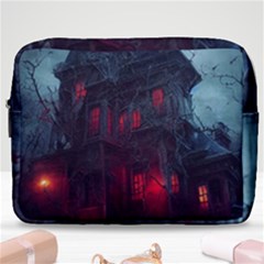 Haunted House Halloween Cemetery Moonlight Make Up Pouch (large) by Pakemis