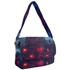 Haunted House Halloween Cemetery Moonlight Courier Bag by Pakemis