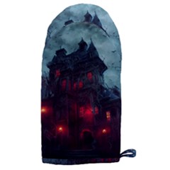 Haunted House Halloween Cemetery Moonlight Microwave Oven Glove by Pakemis