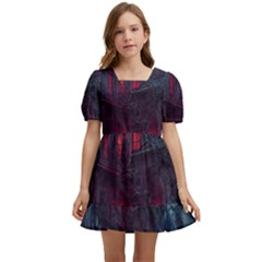 Haunted House Halloween Cemetery Moonlight Kids  Short Sleeve Dolly Dress by Pakemis