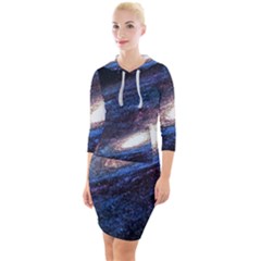 Space Cosmos Galaxy Stars Black Hole Universe Quarter Sleeve Hood Bodycon Dress by Pakemis