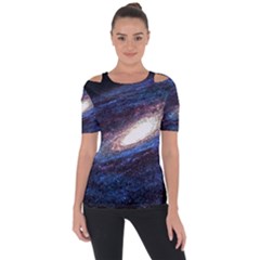 Space Cosmos Galaxy Stars Black Hole Universe Shoulder Cut Out Short Sleeve Top by Pakemis