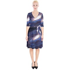 Space Cosmos Galaxy Stars Black Hole Universe Wrap Up Cocktail Dress by Pakemis