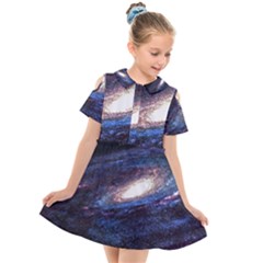 Space Cosmos Galaxy Stars Black Hole Universe Kids  Short Sleeve Shirt Dress by Pakemis