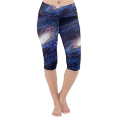 Space Cosmos Galaxy Stars Black Hole Universe Lightweight Velour Cropped Yoga Leggings by Pakemis