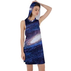 Space Cosmos Galaxy Stars Black Hole Universe Racer Back Hoodie Dress by Pakemis