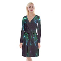 Space Cosmos Galaxy Stars Black Hole Universe Art Long Sleeve Velvet Front Wrap Dress by Pakemis