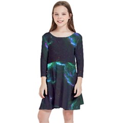 Space Cosmos Galaxy Stars Black Hole Universe Art Kids  Quarter Sleeve Skater Dress by Pakemis