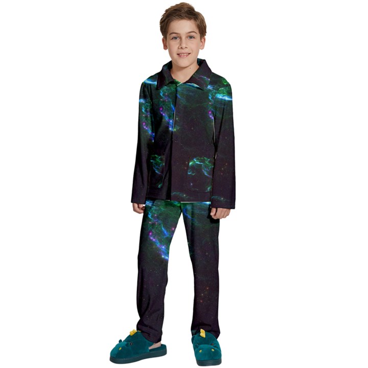 Space Cosmos Galaxy Stars Black Hole Universe Art Kids  Long Sleeve Velvet Pajamas Set