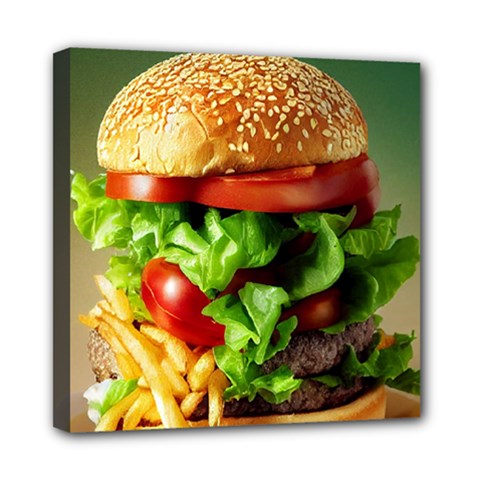 Hamburger Cheeseburger Burger 3d Render Snack Mini Canvas 8  X 8  (stretched) by Pakemis